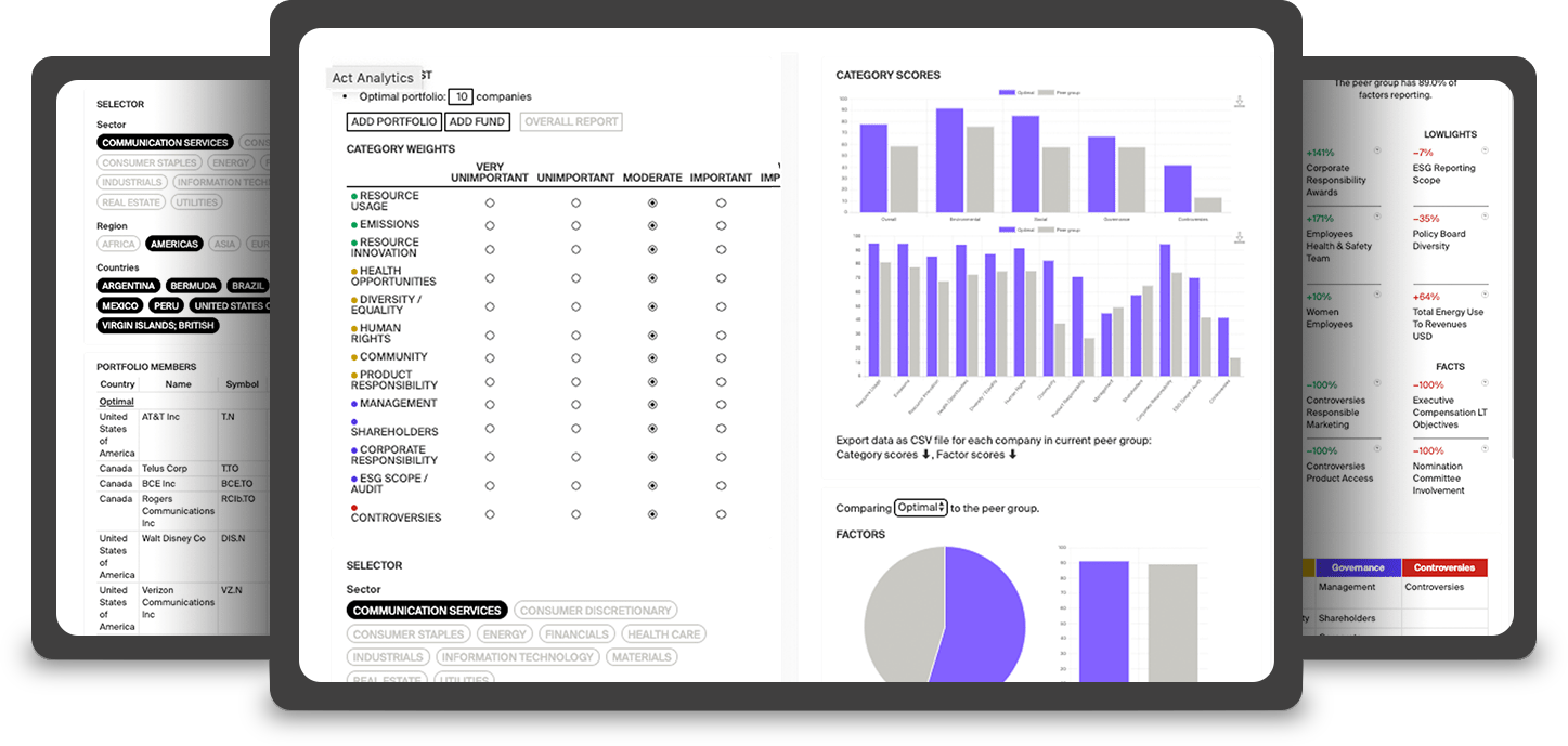 Act Analytics and Black Diamond Offer Platform Integration for Better ESG Portfolio Data